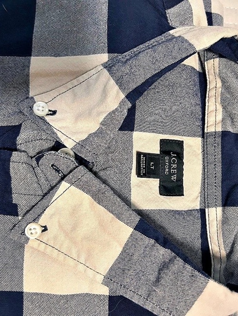 J.CREW Oxford Buffalo Check Shirt Blue & White Large